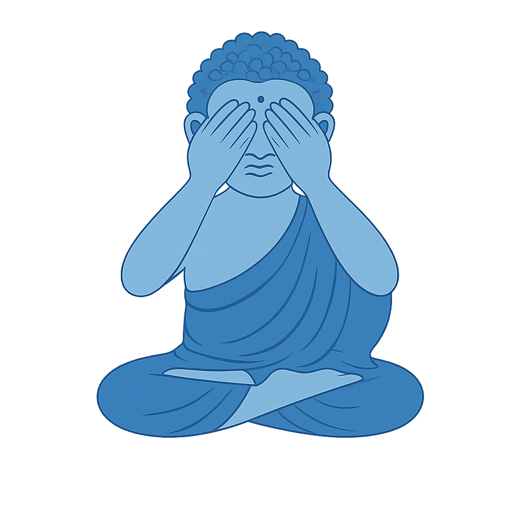 Bouddha mains sur les yeux